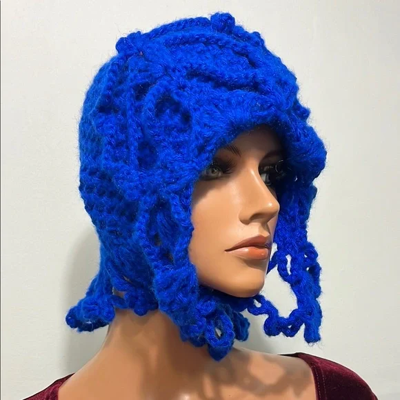 Handcrafted Blue Crochet Hat - threedaughtersproperties.com display picture 1